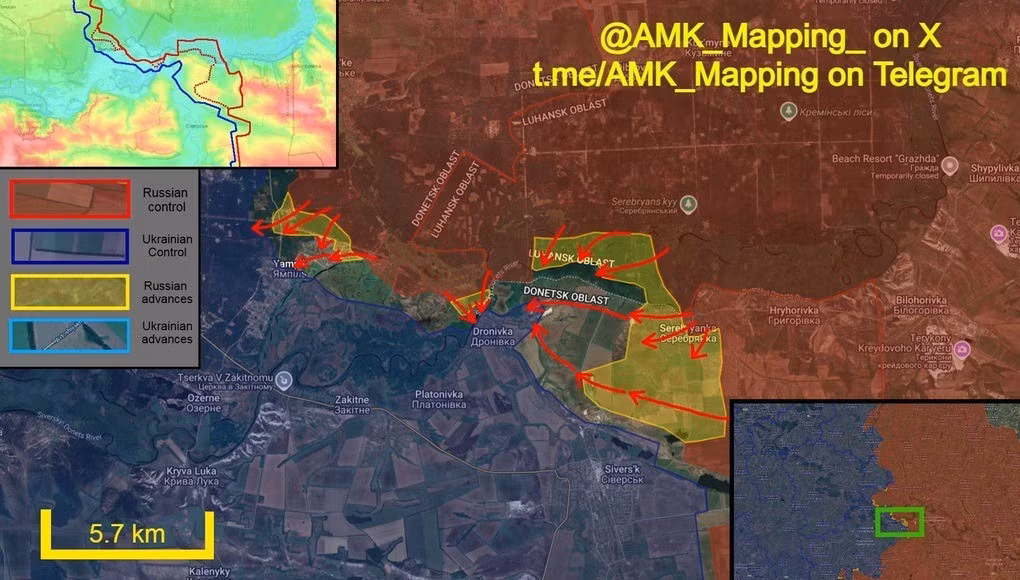Kết quả là quân Ukraine sau khi buộc phải rút khỏi làng Serebryanka, đã tổ chức tuyến phòng thủ mới trên ba hướng tại Dronivka. Quân Nga cũng chiếm nốt phần còn lại của Serebryanka, cũng như các vị trí xung quanh, và cố gắng thiết lập vị trí cố định tại mỏ.