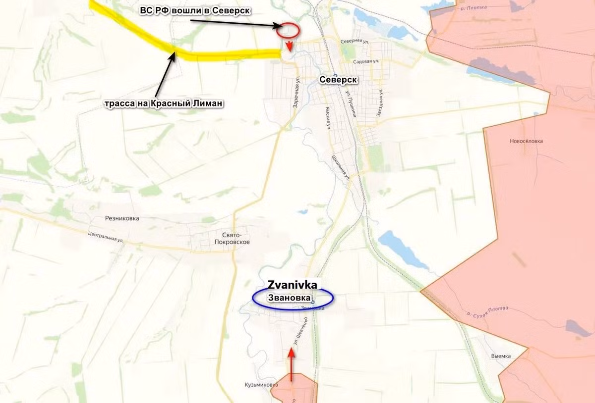 Hãng tin TASS của Nga, ngày 3/10, dẫn lời ông Igor Kimakovsky, cố vấn của người đứng đầu nhà nước cộng hòa tự xưng Donetsk (DPR), cho biết quân đội Nga (RFAF) đã tiến vào làng Zvanivka, nằm ở phía nam thành phố Siversk, gây sức ép trực tiếp lên quân đội Ukraine (AFU) phòng thủ thành phố này từ phía nam.