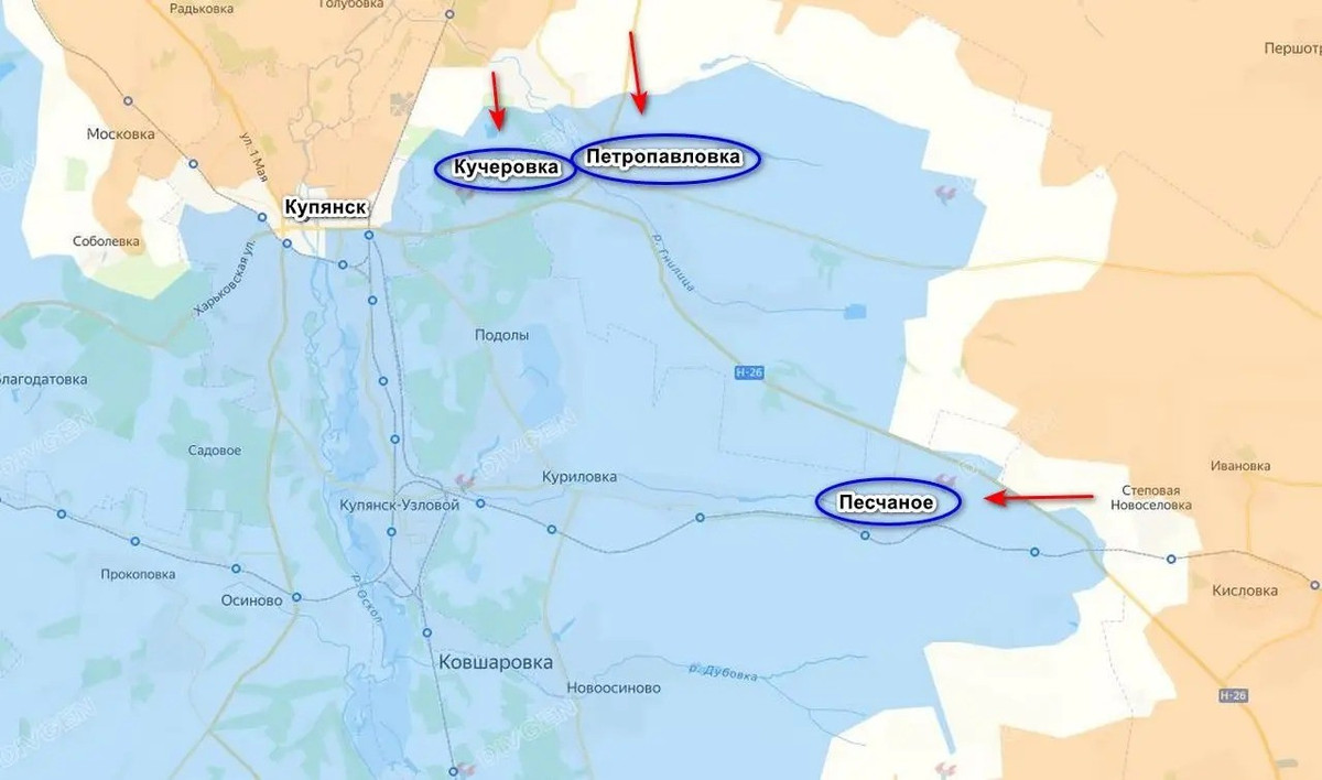 Cần lưu ý rằng ở phía đông Kupyansk, quân Ukraine có một tuyến phòng thủ khá vững chắc, mà RFAF đã không thể xuyên thủng trong một thời gian dài. Đã có những tiến triển ở đây, nhưng chủ yếu là về mặt chiến thuật, với các trận đánh giành vị trí ác liệt đang diễn ra, và cả hai bên đều đang tích cực sử dụng pháo binh và UAV FPV.