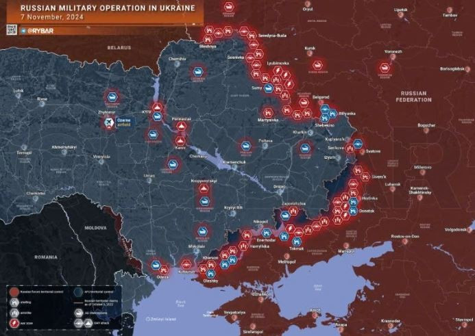 Tại tỉnh Donetsk, thuộc miền Đông Ukraine, ba cụm quân chính của Quân đội Nga (RFAF), đang phối hợp hoạt động, tạo thành một lực lượng tấn công rất mạnh. Cụm quân phía Đông RFAF đang hoàn tất các chiến dịch ở phía nam Donetsk, trong khi Cụm quân Trung tâm đang tiến đều đặn ở phía tây Donetsk.