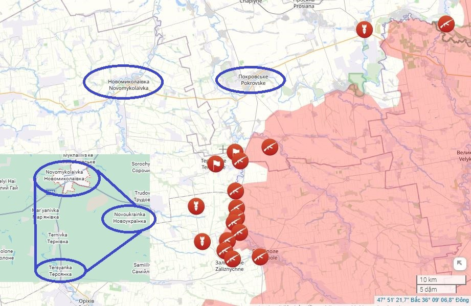 Một số nguồn tin thân cận với Bộ Tổng tham mưu AFU cho biết, AFU đang trong giai đoạn chuẩn bị cuối cùng cho một cuộc phản công quy mô lớn. Khu vực đầu cầu dự kiến cho cuộc phản công, nằm trong tam giác các làng Novonikolaevka, Tersyanka và Novoukrainka, với một khu vực tập kết thứ hai nằm xa hơn về phía đông, trong khu định cư kiểu đô thị Pokrovskoe và vùng lân cận.