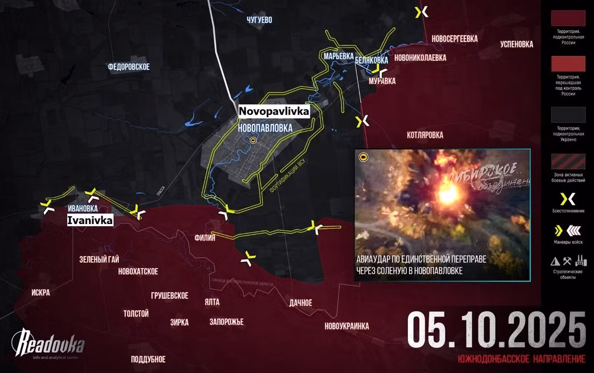 Hiện một phần huyện Sinelnyky của tỉnh Dnipropetrovsk, đang nằm dưới sự kiểm soát của RFAF. Việc RFAF kiểm soát Ivanivka, giúp quân đội Nga tiếp tục tạo thế bao vây cứ điểm Novopavlivka, một trung tâm vận tải và hậu cần quan trọng của AFU ở phía đông tỉnh Dnipropetrovsk.