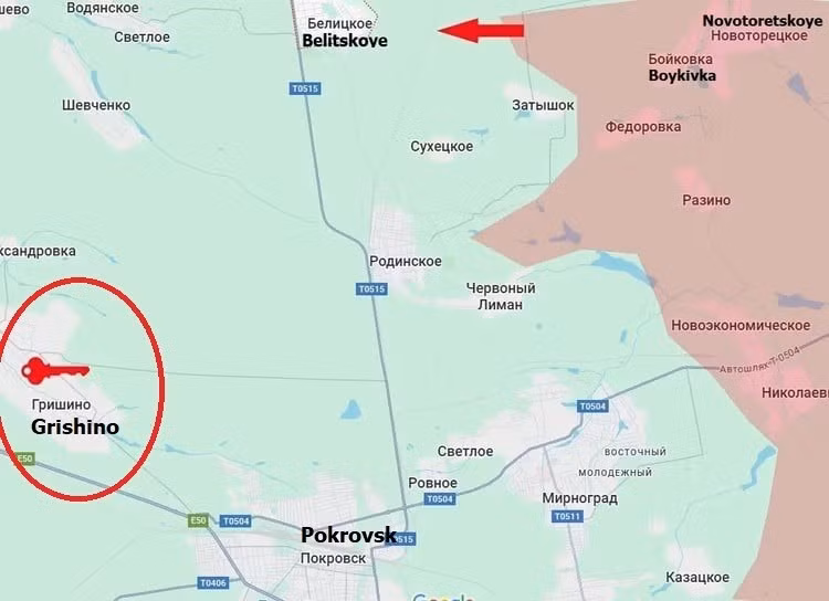 Như vậy, tuyến đường tiếp tế cuối cùng cho Pokrovsk đi qua Grishino đã bị cắt đứt hoàn toàn. Không phải tự nhiên mà khu định cư này được gọi là "chìa khóa dẫn đến Pokrovsk". Nhưng hiện quân Nga vẫn chưa chiếm được khu định cư này, nhưng cuộc tấn công vào nó đang diễn ra khá tích cực từ hướng Rodinske.