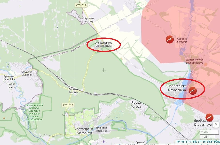 Hiện Bộ Tổng tham mưu AFU đã sáp nhập mặt trận Lyman vào Slavyansk. Điều này cho thấy AFU chuẩn bị cho việc Lyman thất thủ. Trong khi các mũi đột phá của Cụm quân phía Tây RFAF, cụ thể là Sư đoàn bộ binh cơ giới số 3 thuộc Quân đoàn 20, đã tiến vào Oleksandrivka, nằm phía tây bắc Novoselivka.