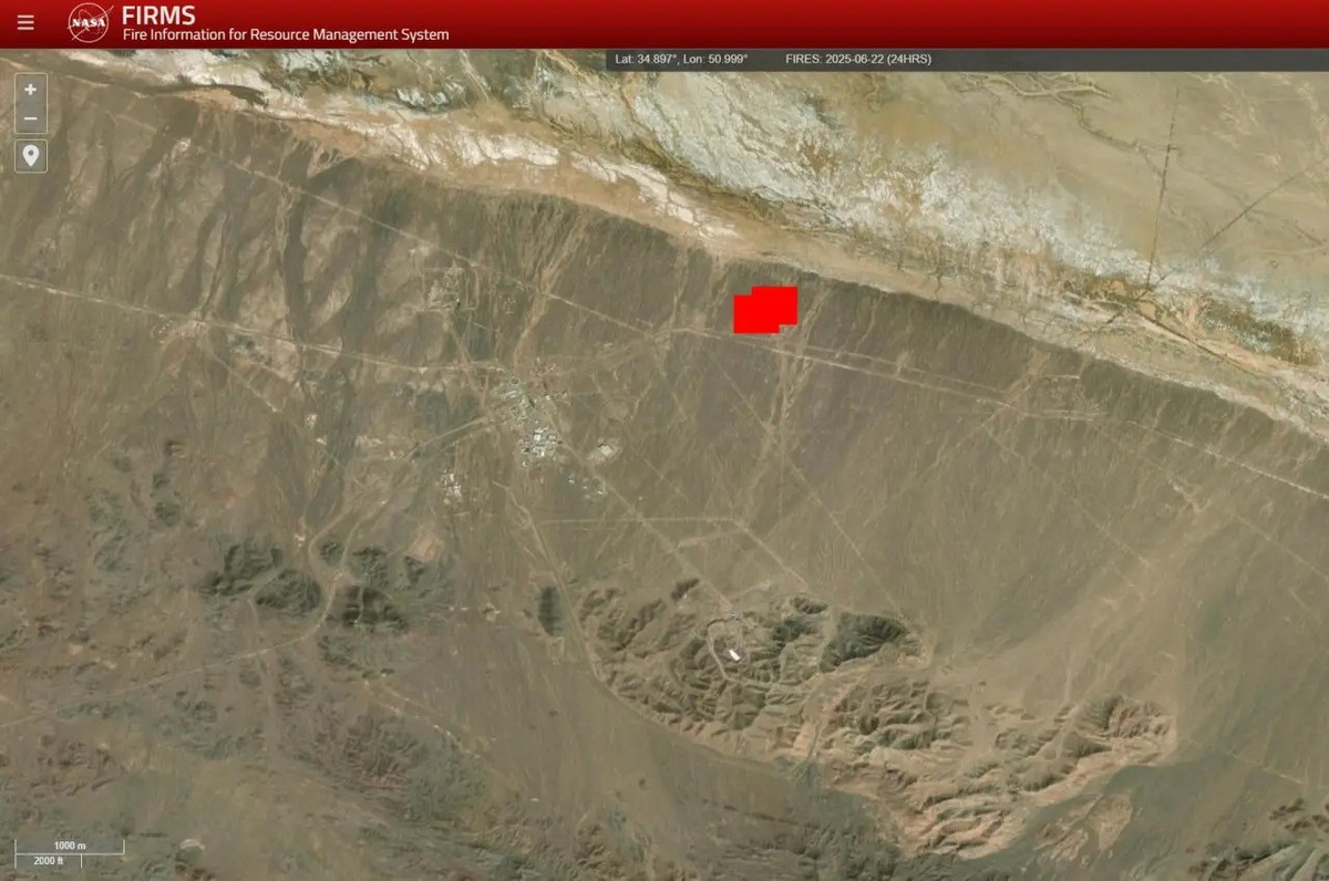 Tuy nhiên, vệ tinh của cơ quan vũ trụ Mỹ NASA, đang ghi nhận một đám cháy trên sườn núi gần phần trên mặt đất của khu phức hợp hạt nhân. Theo một số thông tin, có những trục thông gió ở đó. Rõ ràng, Không quân Mỹ coi đây là nơi dễ bị tấn công nhất, vì bản thân những ống thông gió này là điểm yếu của hầm, giúp bom dễ xuyên thủng các mục tiêu ngầm hơn.