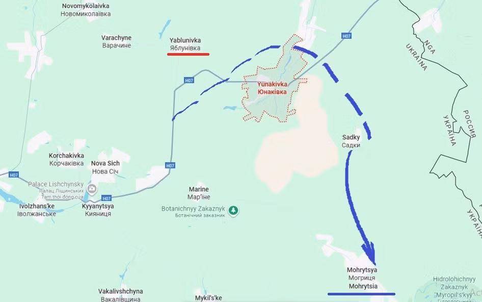 Hiện tại, quân Ukraine đã rút khỏi phòng tuyến Yunakovka-Sadki về khu vực làng Mogritsy, nơi một tuyến phòng thủ mới đang được thiết lập. Cũng có khả năng quân Ukraine sẽ tìm cách phản công, giành lại các vị trí ở Yunakivka. Theo ước tính sơ bộ, AFU đã thiệt hại khoảng 2-3 nghìn quân tại Yunakivka trong mùa hè này; trong đó có cả lính đánh thuê nước ngoài.