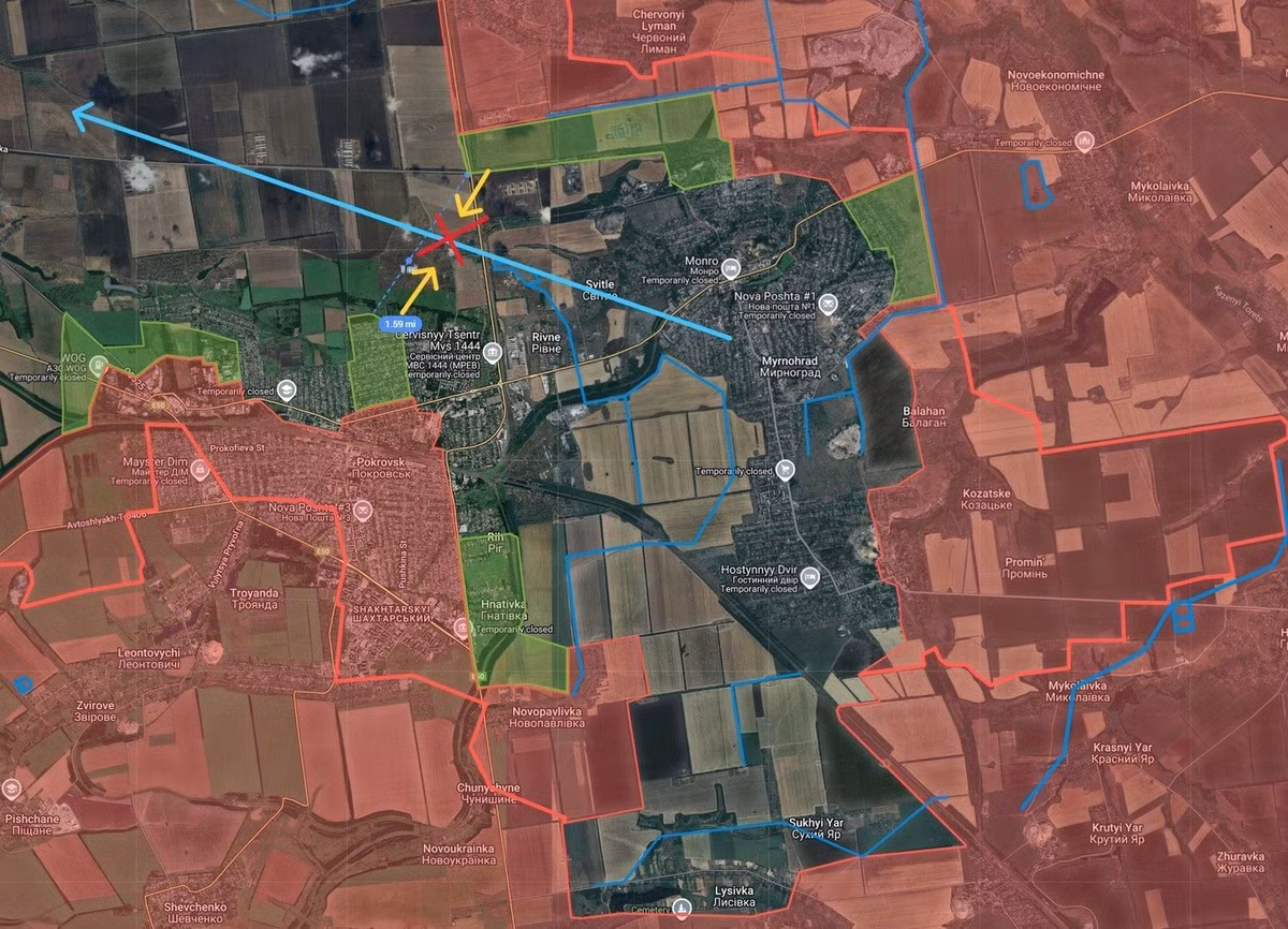 Tuy nhiên, đã có xác minh cho thấy đã có một khu vực kiểm soát của Nga tại khu vực Mỏ 5/6. Các nhóm tấn công nhỏ đang tập trung tại đó, và các tòa nhà hành chính của Mỏ 5/6 đang được quân Nga sử dụng làm trạm điều khiển UAV, Snegiryov cho biết.