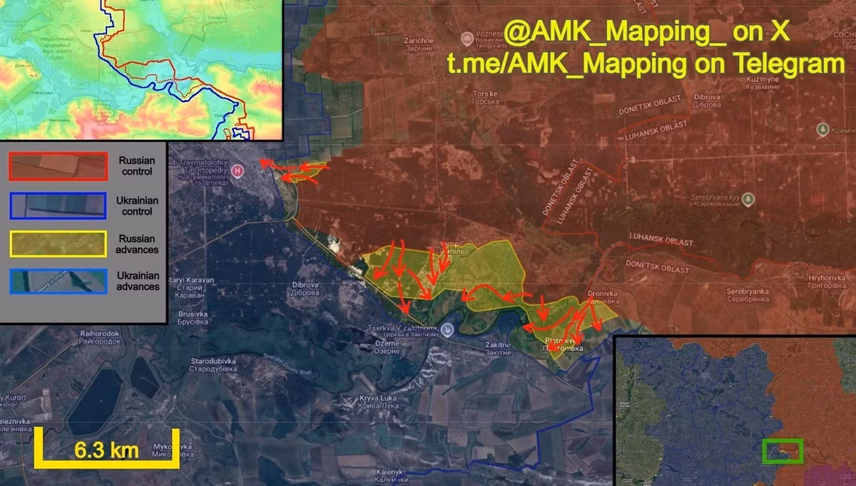Kênh "Nhật ký lính dù" phân tích diễn biến chiến sự trên trục Lyman và Seversk. Cụ thể, trong cuộc rút lui vào năm 2022, Lyman đã bị quân Nga bỏ lại, nhằm tiến hành các hoạt động phòng thủ có tổ chức, tạo điều kiện cho việc hình thành các tuyến phòng thủ ở phía đông.