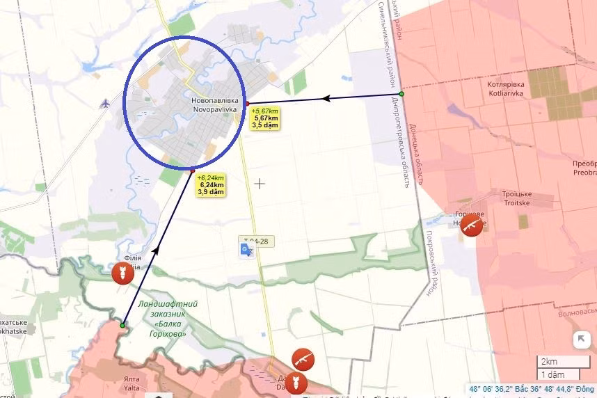 Các diễn biến trên cho thấy quân Nga đang tiến chậm nhưng chắc về phía Dnipropetrovsk; trên thực tế, họ đã tiến về phía trung tâm của tuyến phòng thủ đầu tiên của AFU tại tỉnh Dnipropetrovsk, thị trấn Novopavlivka, cả từ phía đông và phía nam. Hiện quân Nga ở cả hai hướng đều cách thị trấn chưa đầy 10 km.