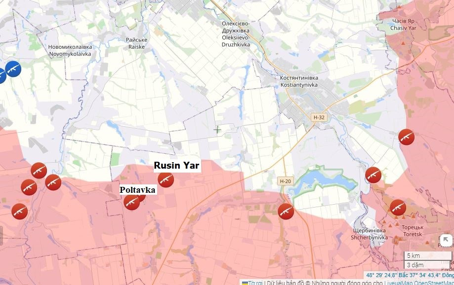 Tuy nhiên, việc quân Nga kiểm soát các khu định cư Poltavka và Rusin Yar trên đường nhô ra hướng tới Konstantinovka, đã làm phức tạp đáng kể tình hình đối với các đơn vị phòng thủ của Ukraine trên hướng này. Có thể nói đây là đầu cầu quan trọng, để RFAF chặn mọi tiếp tế từ Kramatorsk-Slavyansk tới Kostiantynivka.