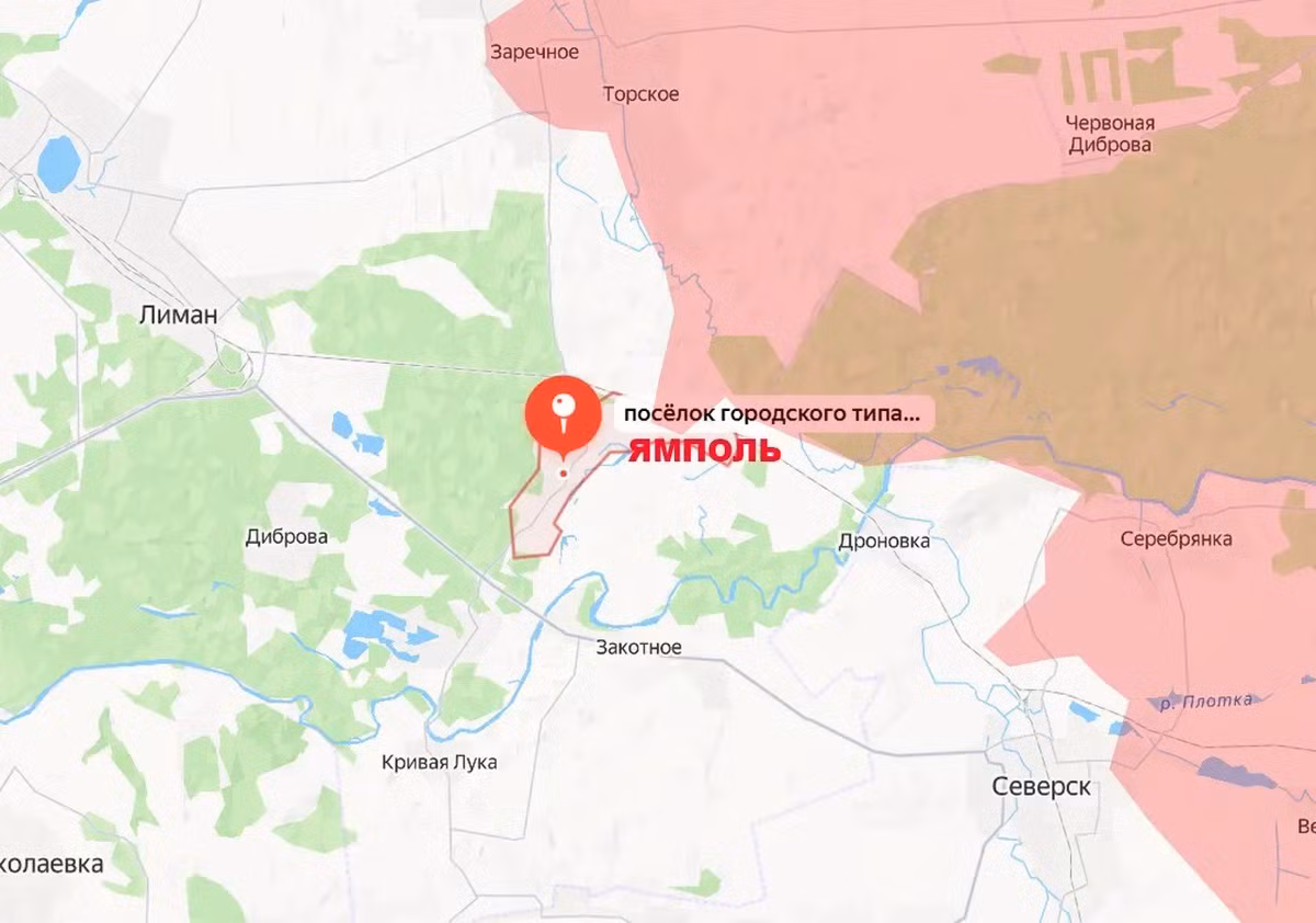Quan sát trên bản đồ, tại ngã ba đường Lyman và Seversky cho thấy phạm vi bao phủ của quân Nga tại Seversk đang được mở rộng. Đồng thời, quân Nga đang tiến ngày càng gần Lyman. Theo kênh Deep State, có mối liên hệ với Tổng cục tình báo Ukraine, cho biết ít nhất một nửa Yampol là "vùng xám". Đây thực chất là sự thừa nhận AFU không còn kiểm soát hoàn toàn ngôi làng này nữa.