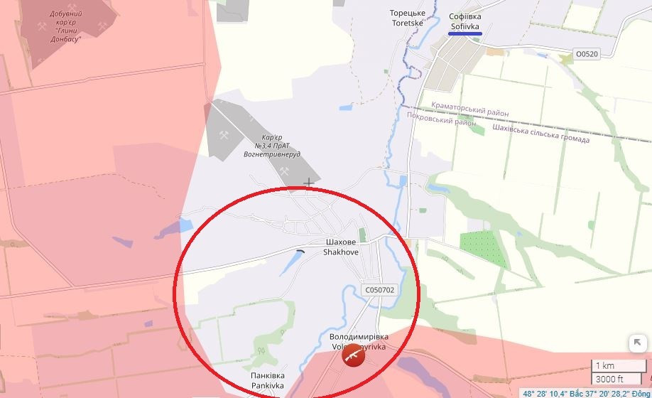 Theo bản đồ Liveuamap của Lầu Năm góc, khu vực phòng thủ rất mạnh của AFU ở Oktyabrskoye và Vladimirivka, đã kết thúc trong một "cái túi" sâu, với một "hành lang" hẹp đến Sofiyivka, nơi lực lượng của Cụm quân Trung tâm RFAF đang tiến quân.