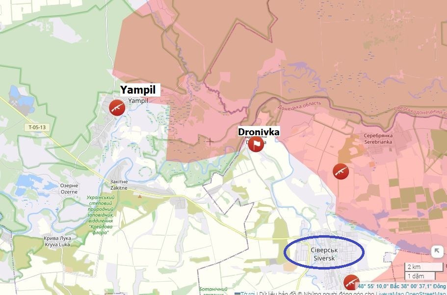 Kênh AMK Mapping xác nhận, trên hướng Lyman và sườn phía bắc Seversk, quân Nga đạt được những bước tiến đáng kể, xâm nhập những khu vực quan trọng của tiền tuyến. Về phía tây bắc, RFAF tiến xa hơn qua các khu rừng phía tây Yampol và đến cao tốc Lyman - Seversk.
