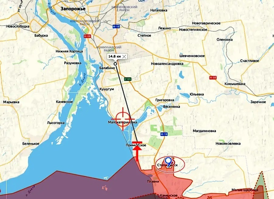 Song song với cuộc tấn công vào Huliaipole, RFAF đang tích cực tiến công ở khu vực Stepnogorsk, ở phía nam thành phố Zaporozhye. Thực tế này buộc Bộ Tổng tham mưu Ukraine phải điều động thêm lực lượng dự bị đến đó, vốn đã thiếu hụt ở một số khu vực trên mặt trận. (nguồn ảnh Military Review, Ukrinform, Deep State).