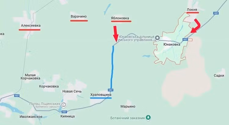 Kênh Military Summary cho biết, RFAF tiếp tục đạt được thành công liên tục, chiếm đóng ngày càng nhiều vùng lãnh thổ mới ở tỉnh Sumy. Nếu trước đây, giới quan sát nói về việc RFAF chỉ có thể kiểm soát khu vực phía bắc trục đường H07, dẫn từ thành phố Sumy, chạy qua Yunakivka tới tỉnh Kursk của Nga, thì giờ đây tình hình đã thay đổi đáng kể.