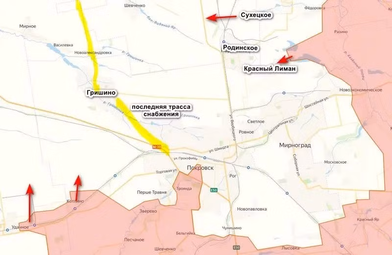 Ngoài ra, các đơn vị Nga đã kiểm soát phần lớn Nikanorovka, nhưng quân Ukraine vẫn ở phía tây bắc của ngôi làng; trong khi quân Nga đang tiến về Belitskoye; đã chiếm đóng phần phía nam của ngôi làng Mertsalovo. Các khu định cư Suvorovo và Sukhetskoye đã bị quân Nga tràn ngập hoàn toàn và một lối đi đã được mở thông đến phía bắc của thị trấn Rodinske, trong khu vực ga đường sắt Rodinskaya.