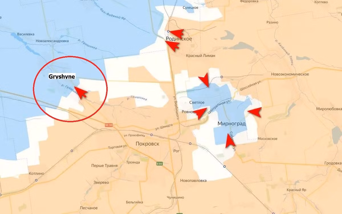 Do vậy, nếu quân Nga chiếm được Gryshyne, trước mắt sẽ xóa bỏ đầu cầu để AFU phản công vào khu đô thị Pokrovsk – Myrnohrad; đồng thời tạo thời cơ cho Tập đoàn quân 2 và Tập đoàn quân 51 hợp lực với nhau, tiến về Dobropillia và hướng tới khu vực Dnipropetrovs.