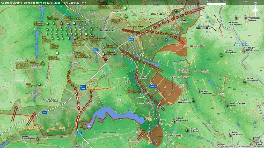 Bên cạnh đó, các đơn vị Nga đã đẩy lùi quân Ukraine về phía bắc làng Ilyinovka, đe dọa chuyển hướng giao tranh trực tiếp sang những khu vực phía nam thành phố. Đồng thời, RFAF đang tấn công về phía làng Stepanovka từ quốc lộ N-32 và từ vùng đồng bằng trên đường đến Ilyinovka. Stepanovka đang dần bị bao vây.