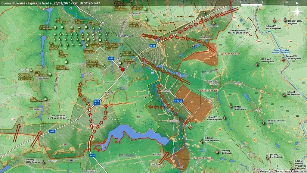 Bên cạnh đó, các đơn vị Nga đã đẩy lùi quân Ukraine về phía bắc làng Ilyinovka, đe dọa chuyển hướng giao tranh trực tiếp sang những khu vực phía nam thành phố. Đồng thời, RFAF đang tấn công về phía làng Stepanovka từ quốc lộ N-32 và từ vùng đồng bằng trên đường đến Ilyinovka. Stepanovka đang dần bị bao vây.