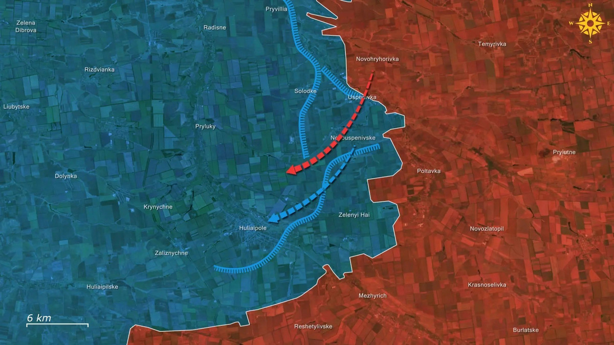 Tại khu vực Zaporozhye ở phía Nam Ukraine, cụ thể là ở thành phố Huliaipole, RFAF đã triển khai một cụm quân lớn thứ hai. Tập đoàn quân 35 của Cụm quân phía Đông (Cụm Vostok) đã tiến vào thành phố Huliaipole, trong khi Tập đoàn quân 5 đã tiến vào khu vực phía Đông và phía Bắc của khu vực này. Tập đoàn quân số 36 được bố trí ở bên sườn khu vực Huliaipole, trong khi Tập đoàn quân số 29 của Cụm quân này, được triển khai ở phía sau với tư cách là lực lượng dự bị của chiến dịch.