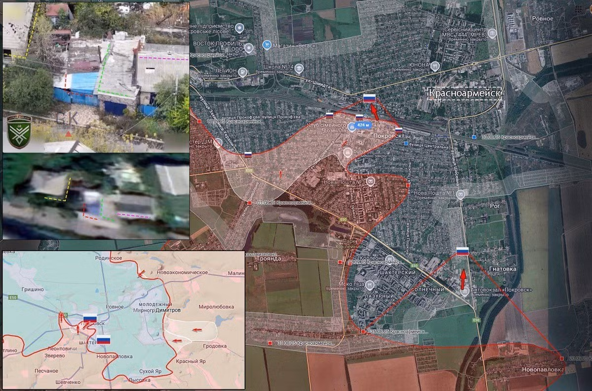 Theo kênh Anna News, cho biết các mũi xung kích của Cụm quân Trung tâm RFAF, đã chọc thủng hệ thống phòng thủ ở trung tâm Pokrovsk, đẩy quân Ukraine ra khỏi phía nam đường ray xe lửa và chiếm một phần đường Olshansky.