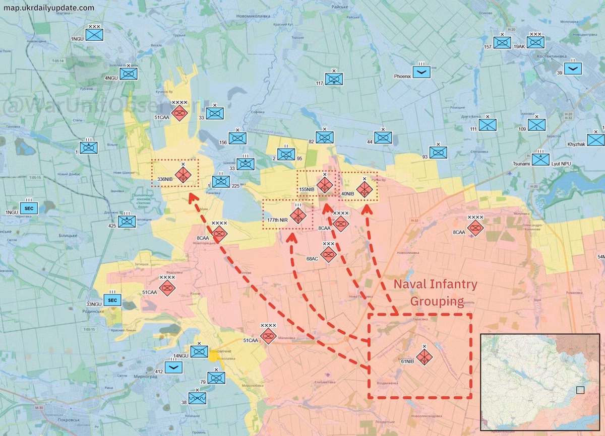 Ở khu vực phía tây của cuộc phản công, quân Ukraine dù phải hứng chịu tổn thất, nhưng đã xuyên thủng được trận địa phòng ngự của RFAF ở một số vị trí. Nhưng với việc các mũi xung kích ở sườn phía đông đã bị RFAF chặn đứng, những thành quả tiếp theo ở phía tây trở nên vô nghĩa. Điều này buộc Bộ Tổng tham mưu AFU phải tiếp tục tăng cường thêm tiếp viện.