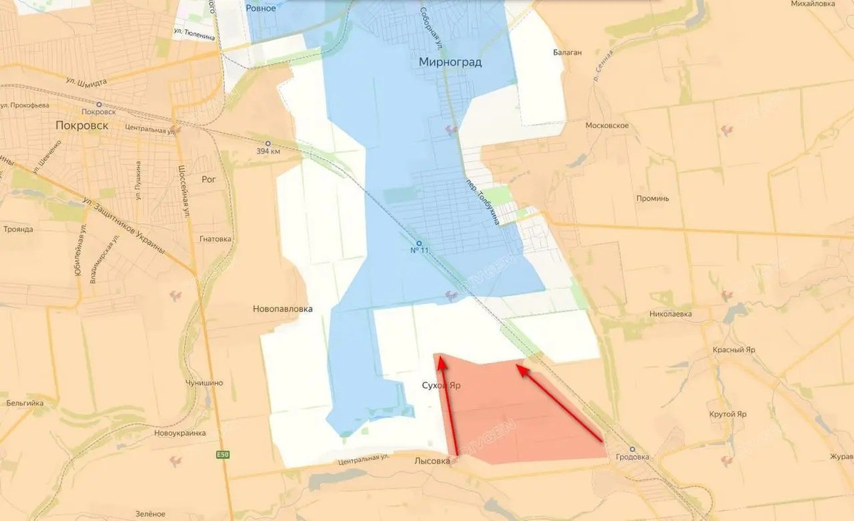 Kênh Rybar cho biết, các đơn vị xung kích của Tập đoàn quân 51, Cụm quân Trung tâm RFAF, đã tiến công đột phá từ phía nam Myrnohrad, giành quyền kiểm soát hoàn toàn ngôi làng Sukhoi Yar. Truyền thông Nga cũng đồng loạt đưa tin và Bộ Quốc phòng Nga cũng đã xác nhận thông tin này.