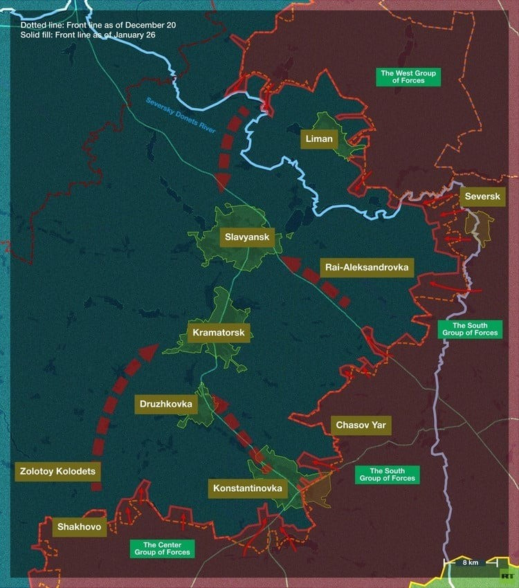 Hiện nay, cụm đô thị Slavyansk-Kramatorsk là thành trì cuối cùng của Ukraine ở khu vực Donbas. Theo các chuyên gia quân sự, đây là khu vực sẽ diễn ra các cuộc giao tranh chính trong chiến dịch xuân hè này, nhưng sẽ rất khó khăn cho RFAF khi họ muốn vượt qua.