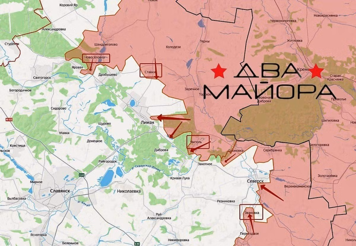 Kênh Muchnoy của Ukraine cho biết, khu vực Lyman là "một khu vực trọng yếu” ở bắc Donetsk. Làng Ozernoye gần như đã bị mất, chỉ còn lại phần phía nam. Novoselovka rõ ràng đang di chuyển vào vùng đỏ. Những thay đổi khó khăn đang diễn ra dọc theo đường giao tranh.