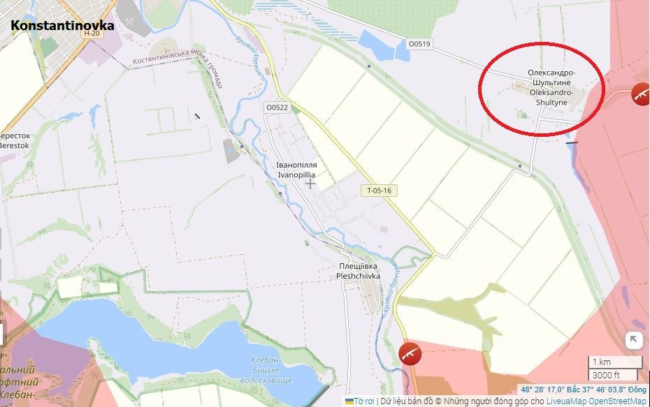 Trang Topwar đưa tin, các trận đánh chiếm vị trí vẫn tiếp diễn tại khu vực Oleksandro-Shultyne. Hiện RFAF đã tiến đến được phía đông ngôi làng và củng cố vị trí trên các tuyến mới và quyền kiểm soát ngôi làng này vẫn đang bị tranh chấp; tức là hiện đang nằm trong khu vực “vùng xám”.