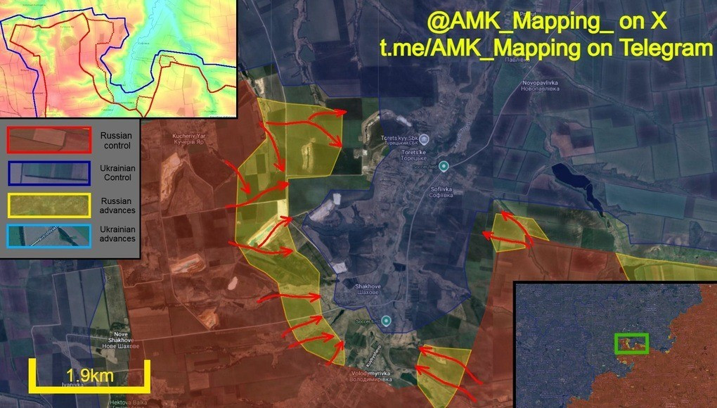 Khu vực chiến trường trọng điểm vẫn là Pokrovsk, ở phía tây tỉnh Donetsk. Trên mặt trận phía bắc của Pokrovsk, theo hướng Dobropillia, quân đội Nga tiếp tục tiến về trung tâm hậu cần Shakhove, đạt được tiến triển đáng kể và kiểm soát được 18 km vuông khu vực này.