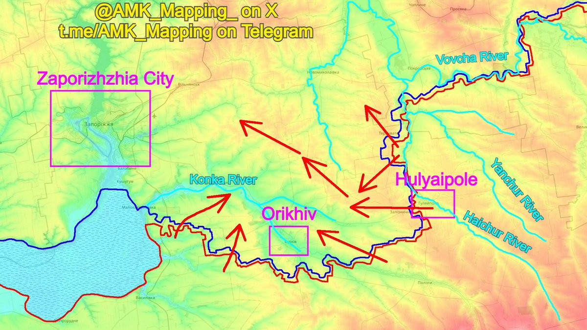 Tuyến phòng thủ dọc bờ bắc sông Konka, trước đây do AFU chiếm giữ, nay xuất hiện một khoảng trống, làm giảm đáng kể lợi thế của lực lượng Ukraine khi trấn giữ khu vực này. Những bước tiến dọc theo đoạn mặt trận này, cho thấy sự thống nhất trên thực tế giữa hướng Orekhiv và Huliaipole (Gulyai-Polye).