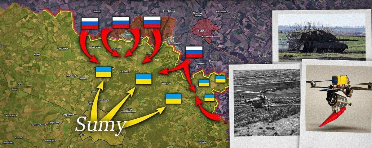 Trước tiên chúng ta hãy xem xét cấu hình cụ thể. Việc RFAF triển khai theo hướng Sumy có thể được coi là một mô hình trong sách giáo khoa chiến thuật. 14 lữ đoàn chiến đấu, 420 xe tăng chiến đấu chủ lực, hơn 1.600 xe bọc thép và 380 khẩu pháo - gần bằng mức hỏa lực của quân đội Mỹ khi xâm lược Iraq năm 2003.