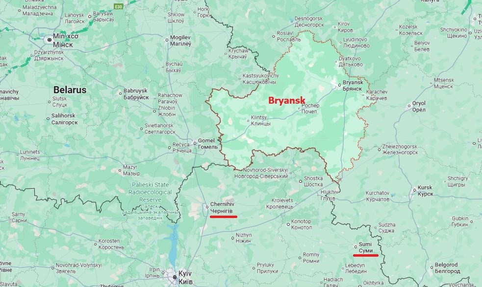 Tỉnh Bryansk của Nga, giáp phía bắc Ukraine, giáp với các tỉnh Chernihiv và Sumy của Ukraine. AFU trước đó đã mở một cuộc đột kích theo hướng này, nhưng ở quy mô nhỏ. Quân đội Nga cũng đã đẩy lùi quân Ukraine xâm nhập tại đây và chiếm đóng ba ngôi làng nhỏ ở tỉnh Chernihiv.