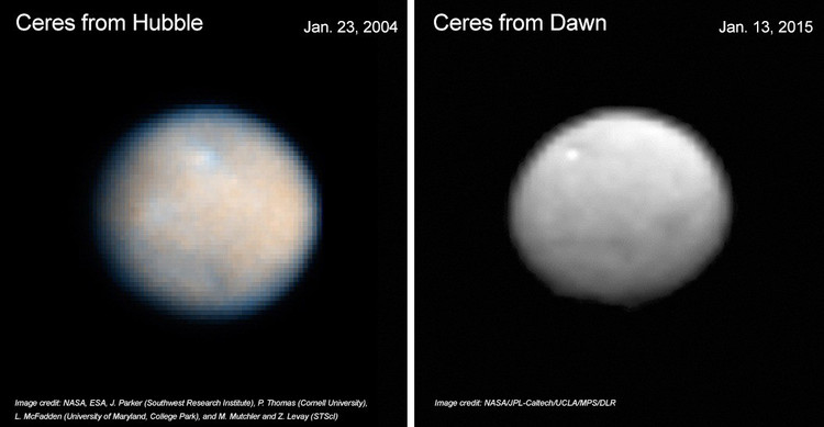 Segundo especialistas, as chances de vida em Ceres atingiram seu pico entre meio bilhão e 2 bilhões de anos após a formação do planeta anão, ou seja, 2,5 e 4 bilhões de anos atrás, quando seu núcleo rochoso atingiu seu pico de temperatura. Durante esse período, se existisse vida em Ceres, provavelmente seriam organismos unicelulares semelhantes à vida primitiva na Terra. Foto: NASA. hanhh-10.jpg
