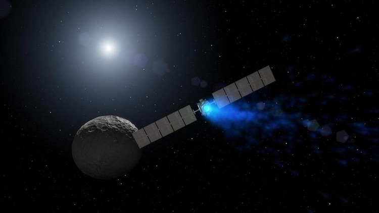 Especificamente, traços de água e minerais salgados na superfície gelada do planeta anão Ceres sugerem a existência de um grande reservatório de salmoura localizado quilômetros abaixo da superfície. Foto: NASA/JPL-Caltech. hanhh-5.jpg