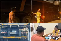 Xử lý tài xế xe tải để nước chảy xuống đường, gây nguy hiểm