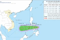 Áp thấp nhiệt đới gần Biển Đông với sức gió cấp 6, giật cấp 8