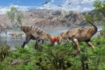 Hóa thạch khủng long đầu vòm cổ nhất thế giới nhô ra khỏi vách đá