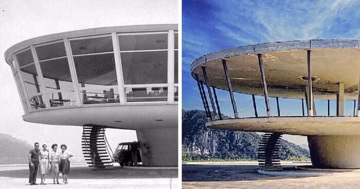 Nhà hàng ở Petrópolis, Brazil, những năm 1960 (trái) và đã bị bỏ hoang năm 2013 (phải).