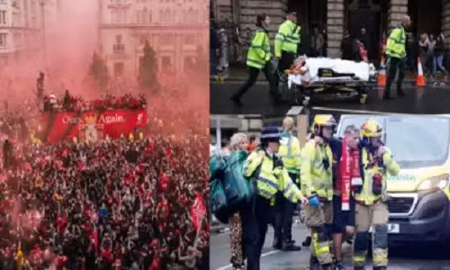 Theo lời nhân chứng, chiếc xe bấm còi khi len lỏi qua đám đông, trước khi tăng tốc, lao lên vỉa hè và đâm vào nhiều người. Ảnh: IT.