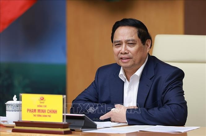 Thủ tướng Phạm Minh Chính chủ trì Hội nghị sơ kết việc thực hiện chỉ tiêu phát triển nhà ở xã hội 07 tháng đầu năm 2025. Ảnh: Dương Giang/TTXVN