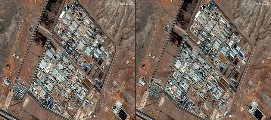 Theo Times Of Israel, Israel đã tiến hành đợt không kích dữ dội nhằm vào Iran sáng sớm 21/6. Quân đội Israel cho biết, khoảng 50 máy bay chiến đấu của không quân nước này đã tham gia vào cuộc oanh kích nhắm vào hàng chục mục tiêu ở Iran, bao gồm cơ sở hạt nhân Isfahan và 4 bệ phóng tên lửa đã được kích hoạt. Ảnh vệ tinh chụp cơ sở hạt nhân Isfahan ở miền trung Iran vào ngày 3/6/2025 (trái) và vào ngày 14/6/2025 sau khi bị Israel tấn công (phải). Ảnh: Maxar.