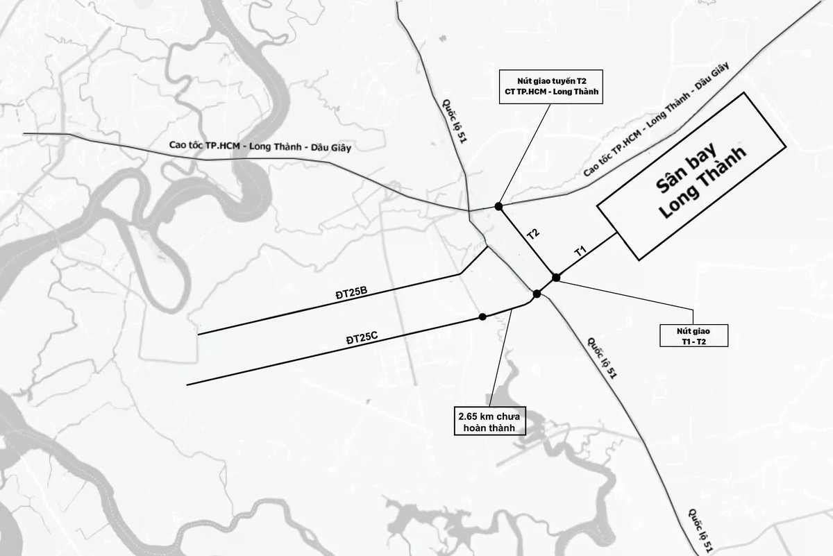 Hướng tuyến cao tốc TP.HCM - Long Thành - Dầu Giây.