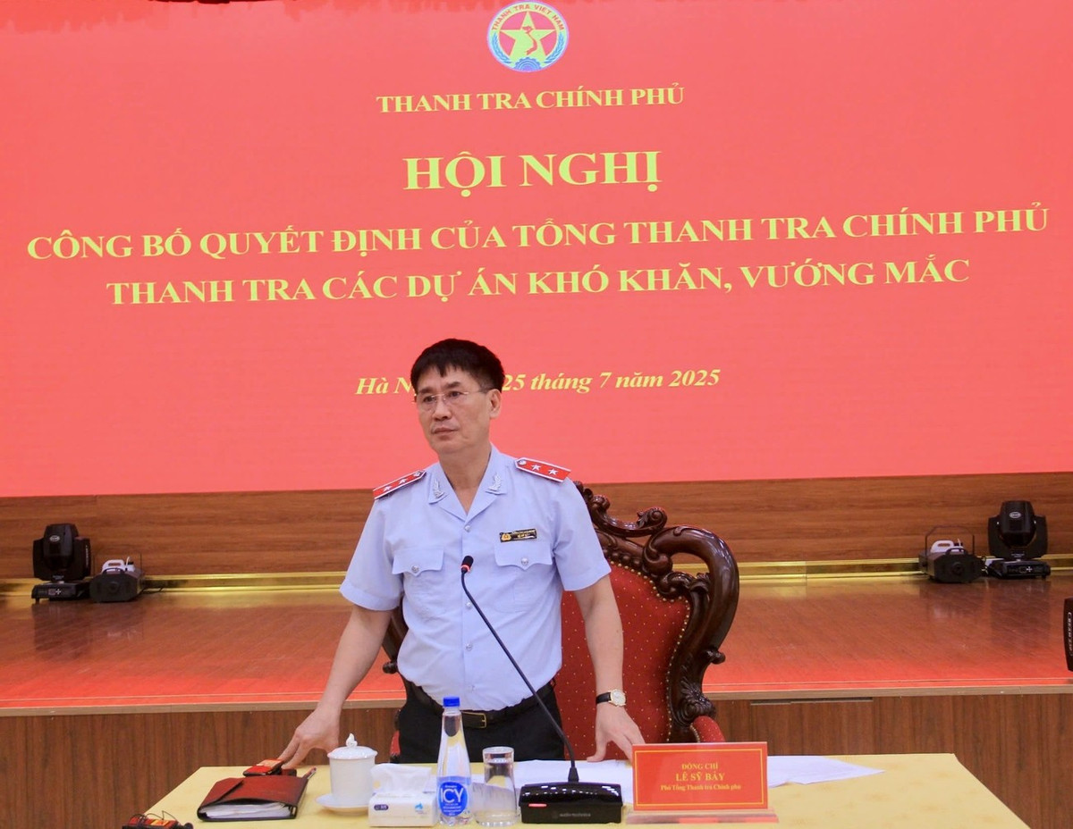 Phó Tổng Thanh tra Chính phủ Lê Sỹ Bảy chủ trì buổi công bố quyết định thanh tra các dự án có khó khăn, vướng mắc tại Bộ Văn hóa Thể thao và Du lịch.