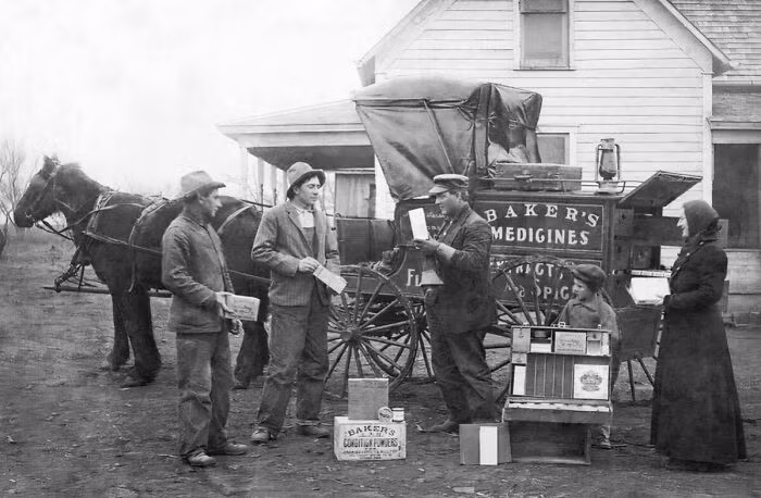 Nhân viên bán thuốc lưu động ở Oklahoma năm 1895.