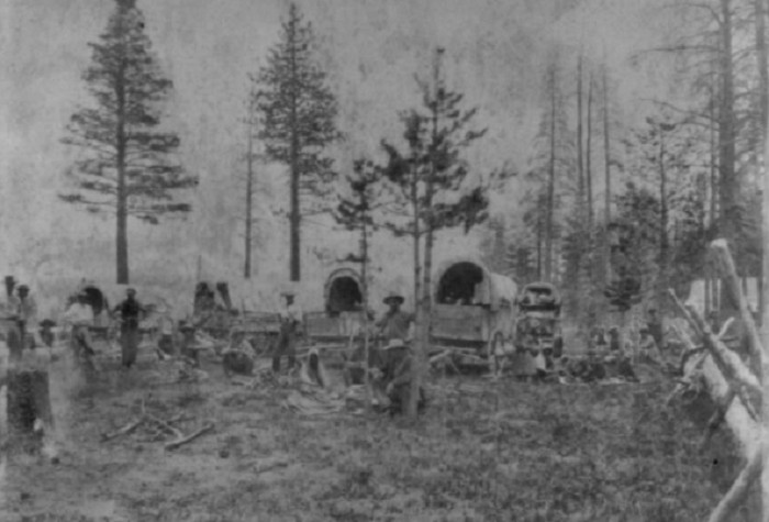 Một khu trại của người Mormon ở khu vực hồ Tahoe năm 1866. Ảnh: Thư viện Quốc hội.