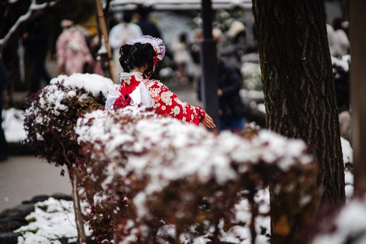 Tại Hokuriku, lượng tuyết rơi có thể đạt tới 60 cm trong vòng 24 giờ kể từ 18h ngày 8/2, trong khi khu vực Kanto-Koshin dự kiến tuyết rơi dày 50 cm. Ảnh chụp tại Asakusa. Ảnh: Japan Times.