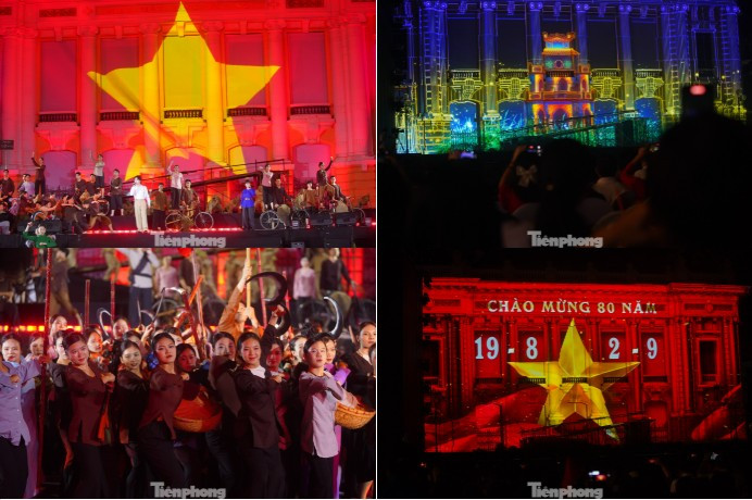 Lịch sử được tái hiện sống động trên sân khấu thông qua những màn trình chiếu 3D mapping và hoạt cảnh đặc sắc.