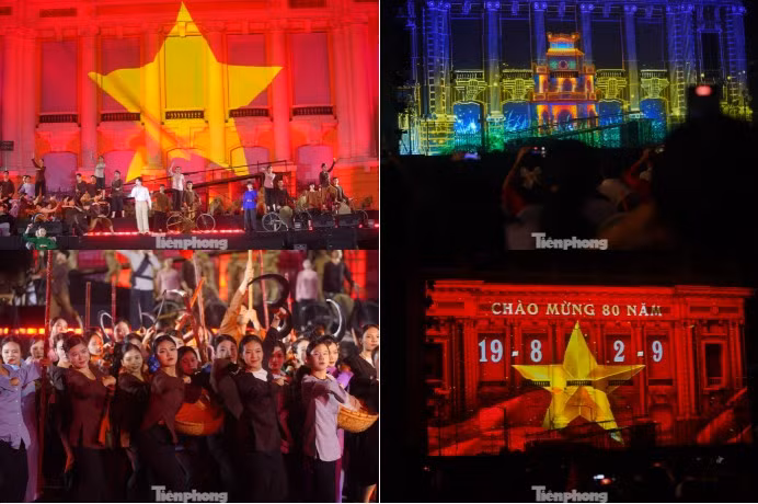 Lịch sử được tái hiện sống động trên sân khấu thông qua những màn trình chiếu 3D mapping và hoạt cảnh đặc sắc.